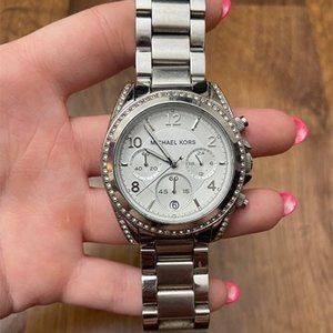 Michael Kors Chronograph White Crystal Ladies Wrist Watch